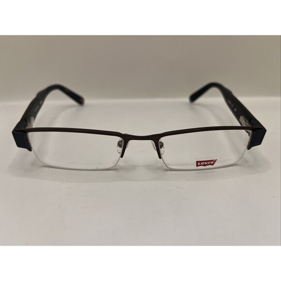 Levi's Eyeglasses LS-576-1 Brown Blue Half Rim Demo Lens Brown 51-18-140 - Picture 1 of 6